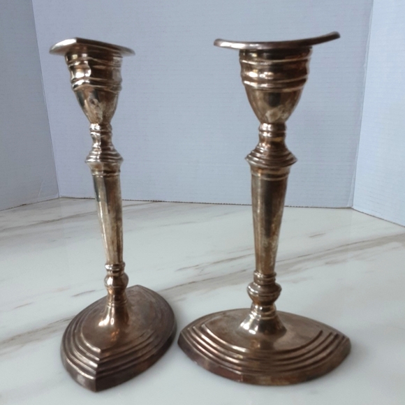 Sheffield Styled VTG Sterling Silver Plated Georgian Candlesticks - Picture 3 of 10